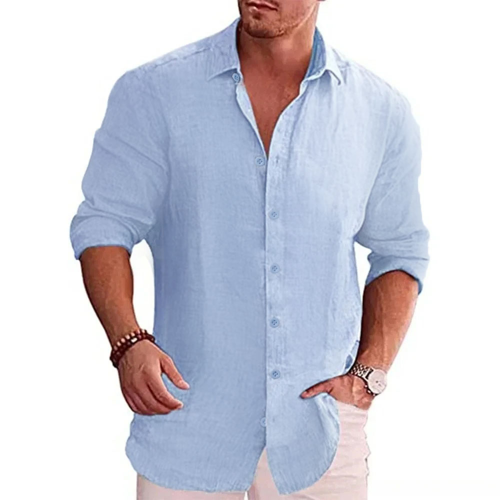 Mens Linen Shirt Long Sleeve - Cotton Linen Autumn Hot Selling Men's