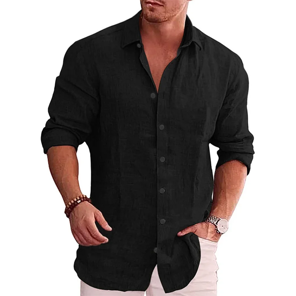 Cotton Linen Autumn Hot Sellin - огляд і ціна Mens Linen Shirt Long Sleeve