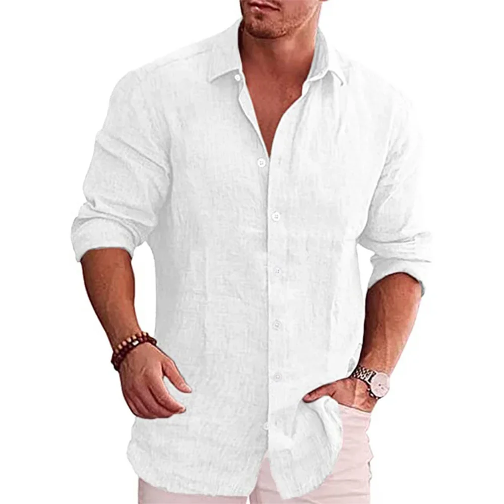 Cotton Linen Autumn Hot Sellin - огляд і ціна Mens Linen Shirt Long Sleeve