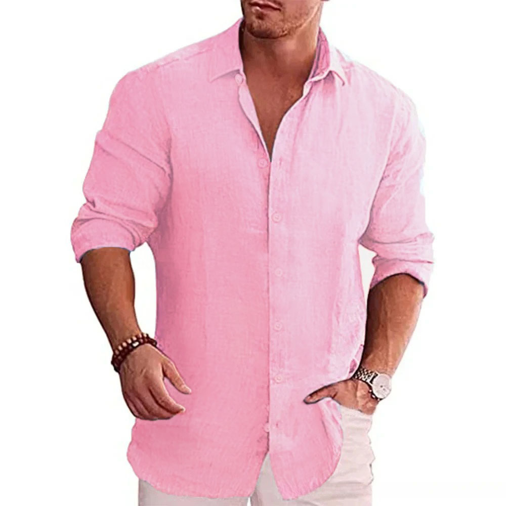 Cotton Linen Autumn Hot Sellin - огляд і ціна Mens Linen Shirt Long Sleeve