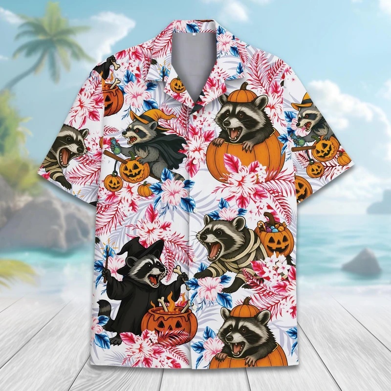 Men's Summer Hawaiian Raccoon  - огляд і ціна Vintage Hawaiian Floral Shirt