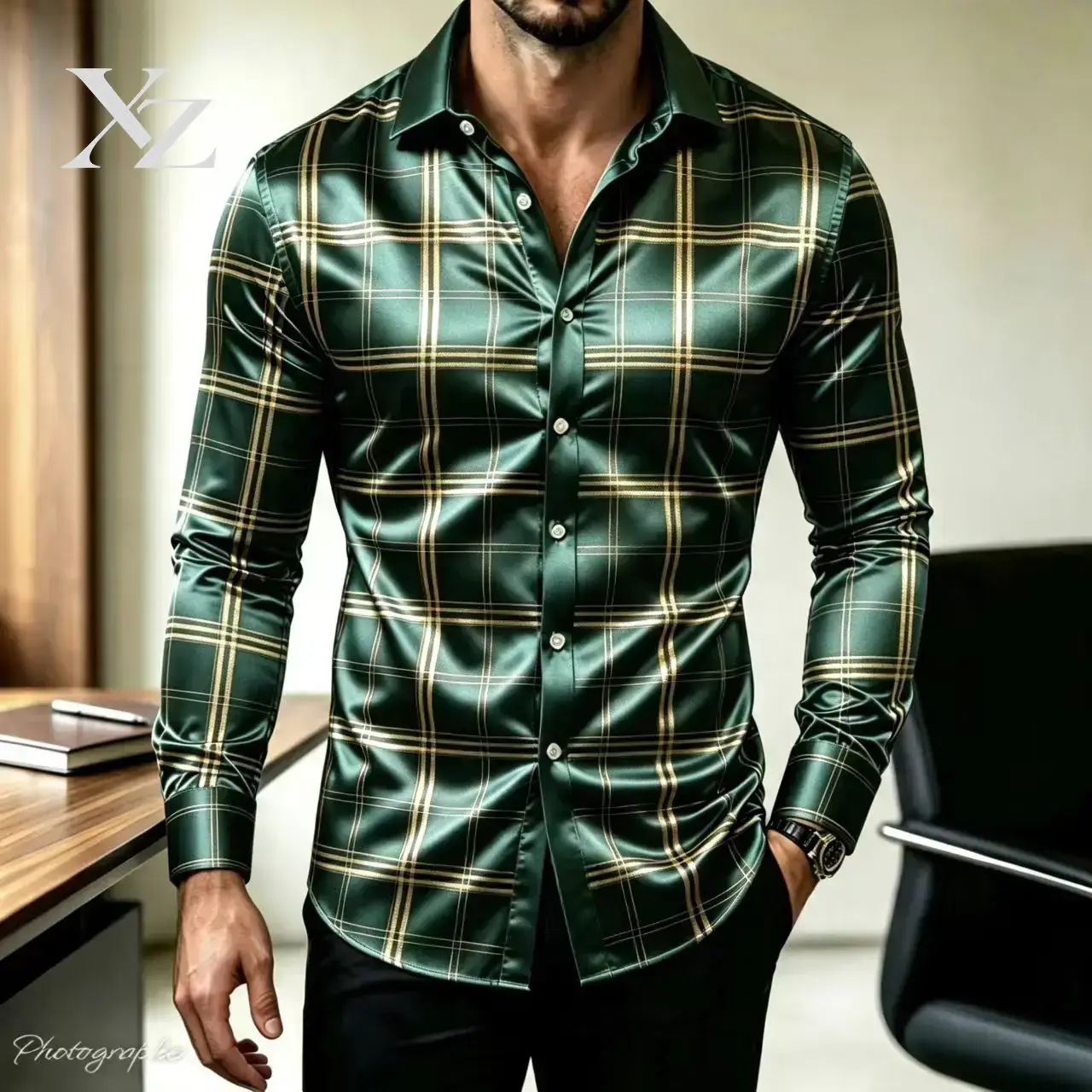 Hot Sale Men's Slim Fit Long S - огляд і ціна Mens Satin Silk Dress Shirt
