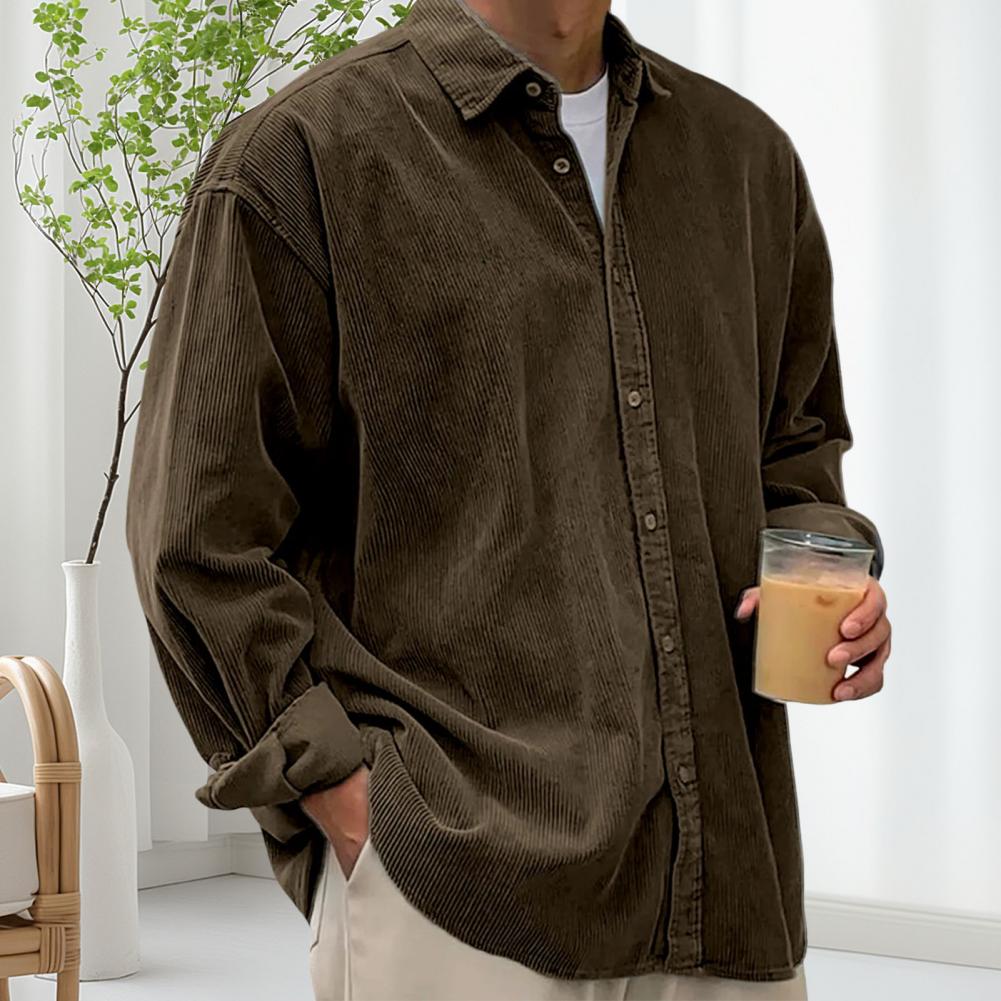 Outdoor Casual Mens Solid Colo - огляд і ціна Corduroy Button Up Shirt Men