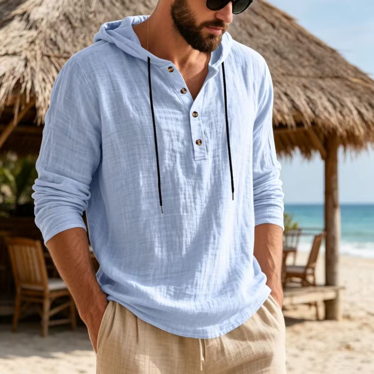 2026 Cross-Border Autumn Loose - огляд і ціна Mens Linen Shirt Long Sleeve