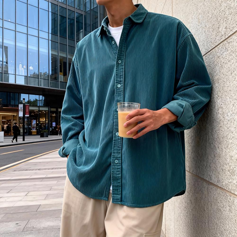 New Men's Corduroy Shirt Relax - огляд і ціна Corduroy Button Up Shirt Men