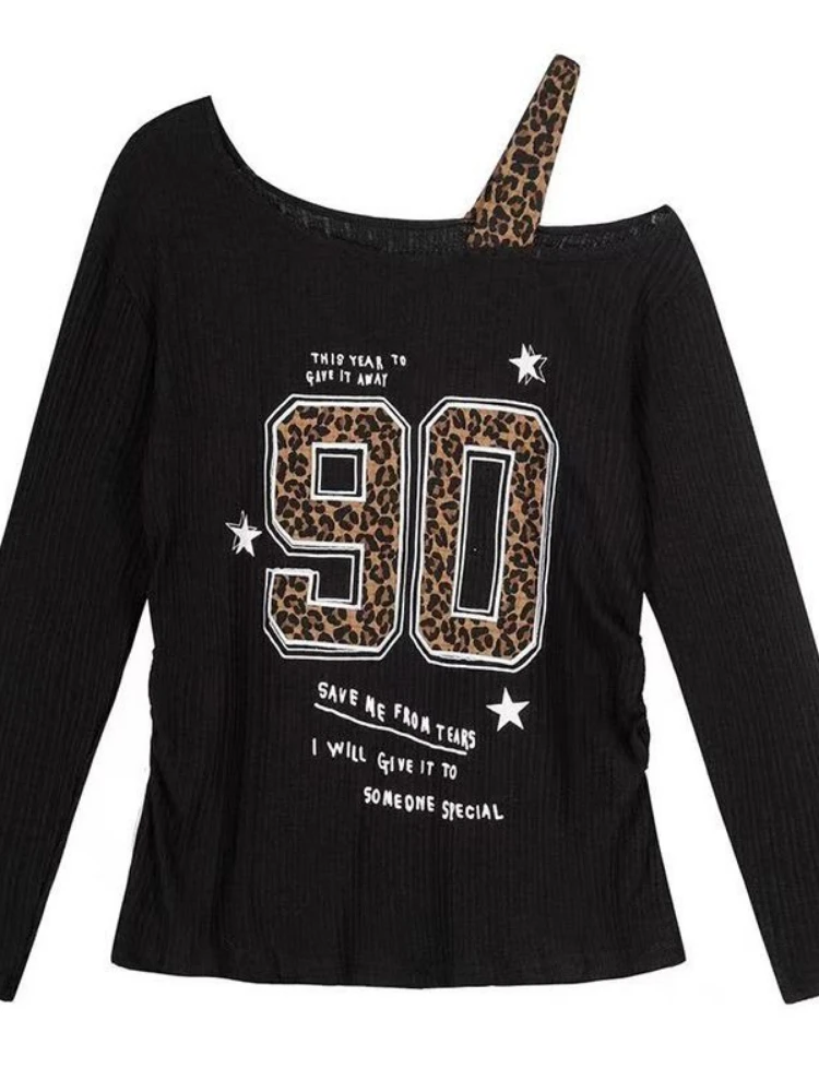 Y2K Patchwork Leopard Print T- - огляд і ціна T-Shirts