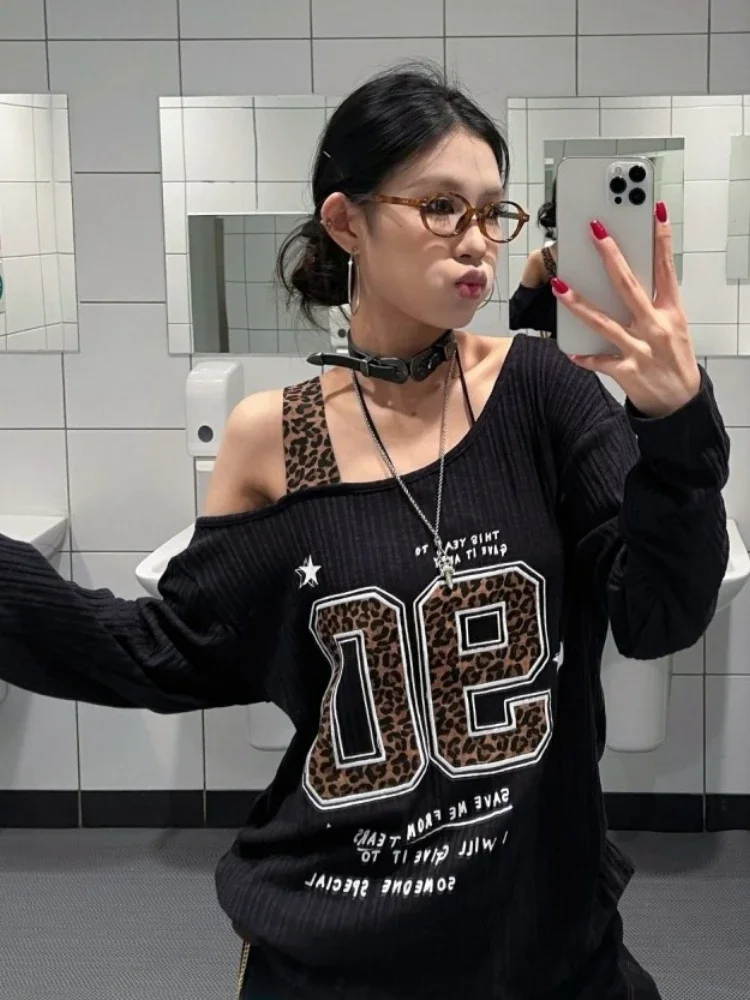 Y2K Patchwork Leopard Print T- - огляд і ціна T-Shirts