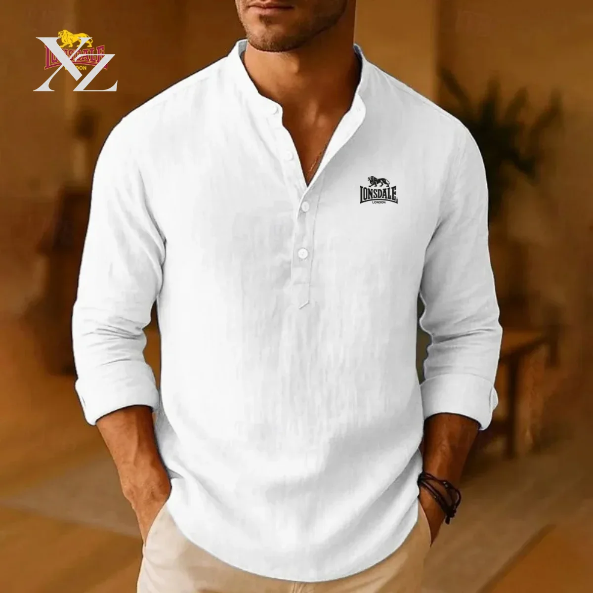 LONSDALE Men's New Casual Shir - огляд і ціна Mens Linen Shirt Long Sleeve