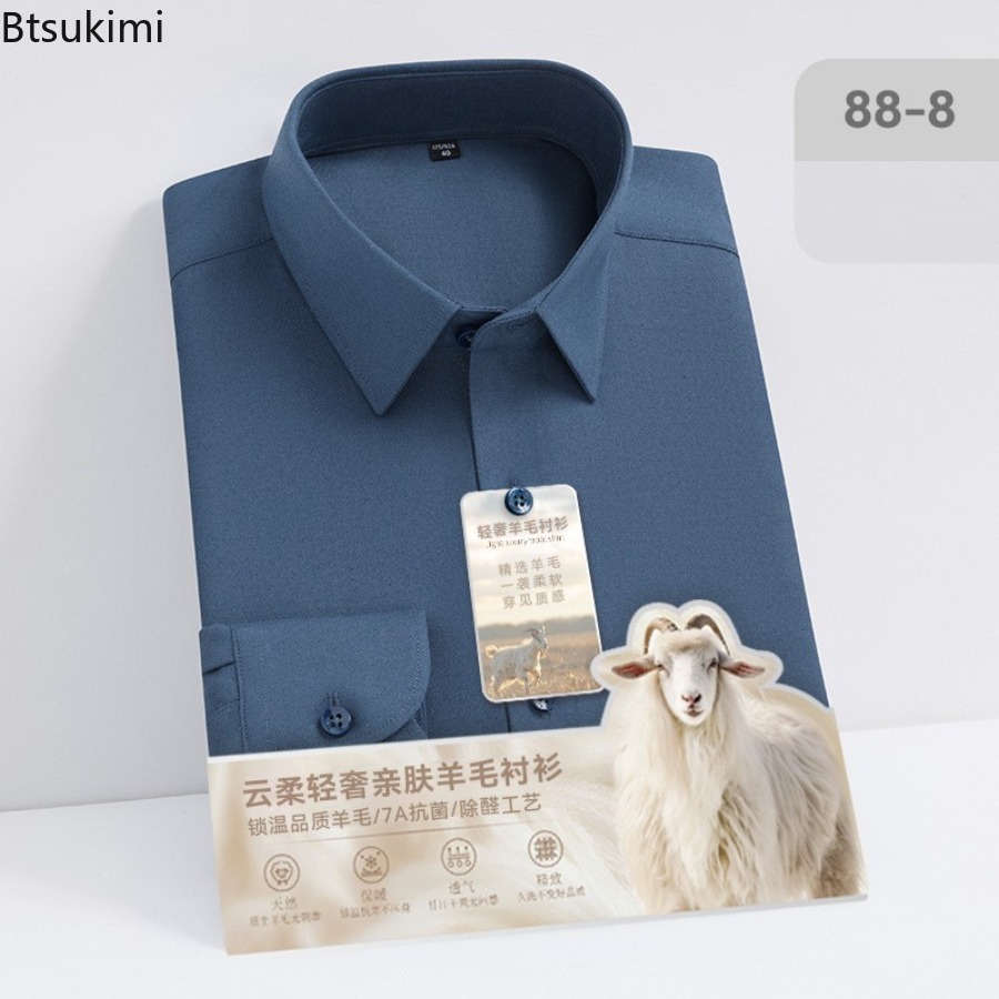 New Hight Quality Wool Modal L - огляд і ціна Mandarin Collar Formal Shirt Slim Fit